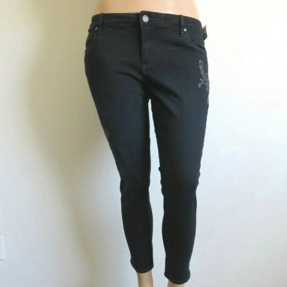 KUT from the KLOTH Jeans EMBROIDRED Donna Ankle Skinny Plus Size 14 Petite NWT - Picture 3 of 4